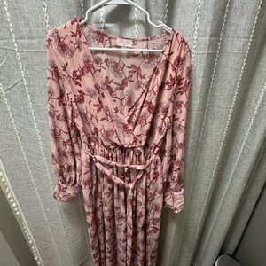 Pink Lily Ruched Wrap Dress in Pink and Purple